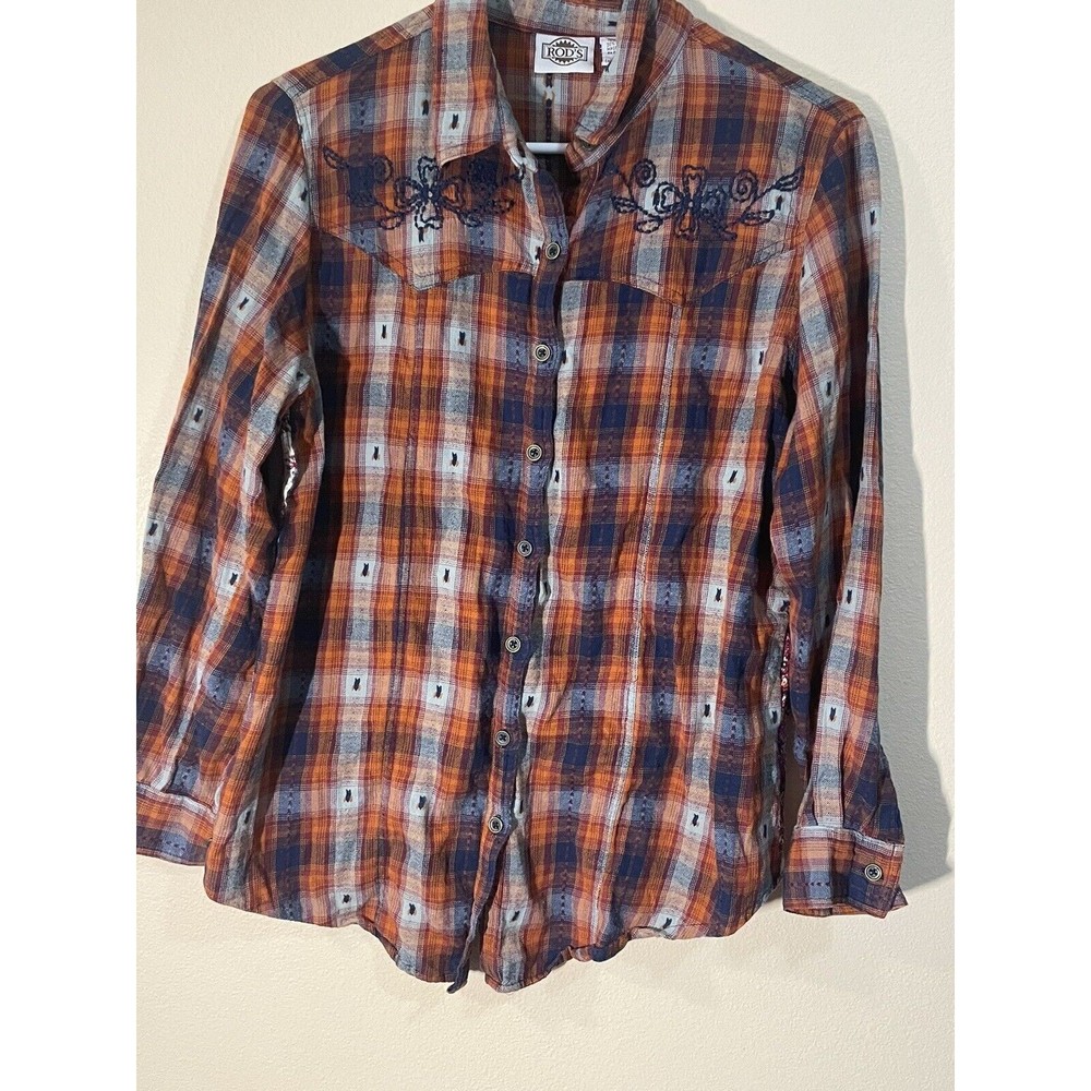 Rod’s Ladies Western Shirt Plaid Long Sleeve Medium